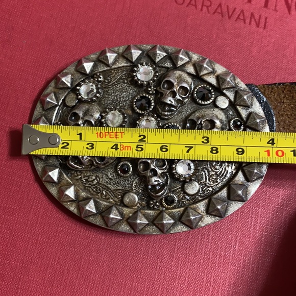 ?VTG?LEATHEROCK Skull crystal belt main image 5